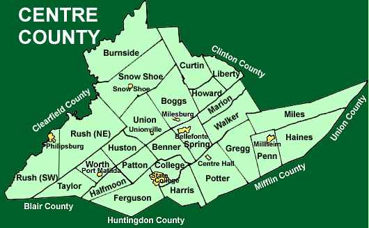 State College Pa Map Centre County Pennsylvania Township Maps