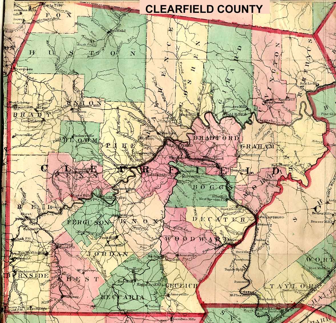 HUGE   1770 PA MAP Mifflinburg Curwensville Blairsville PENNSYLVANIA HISTORY 
