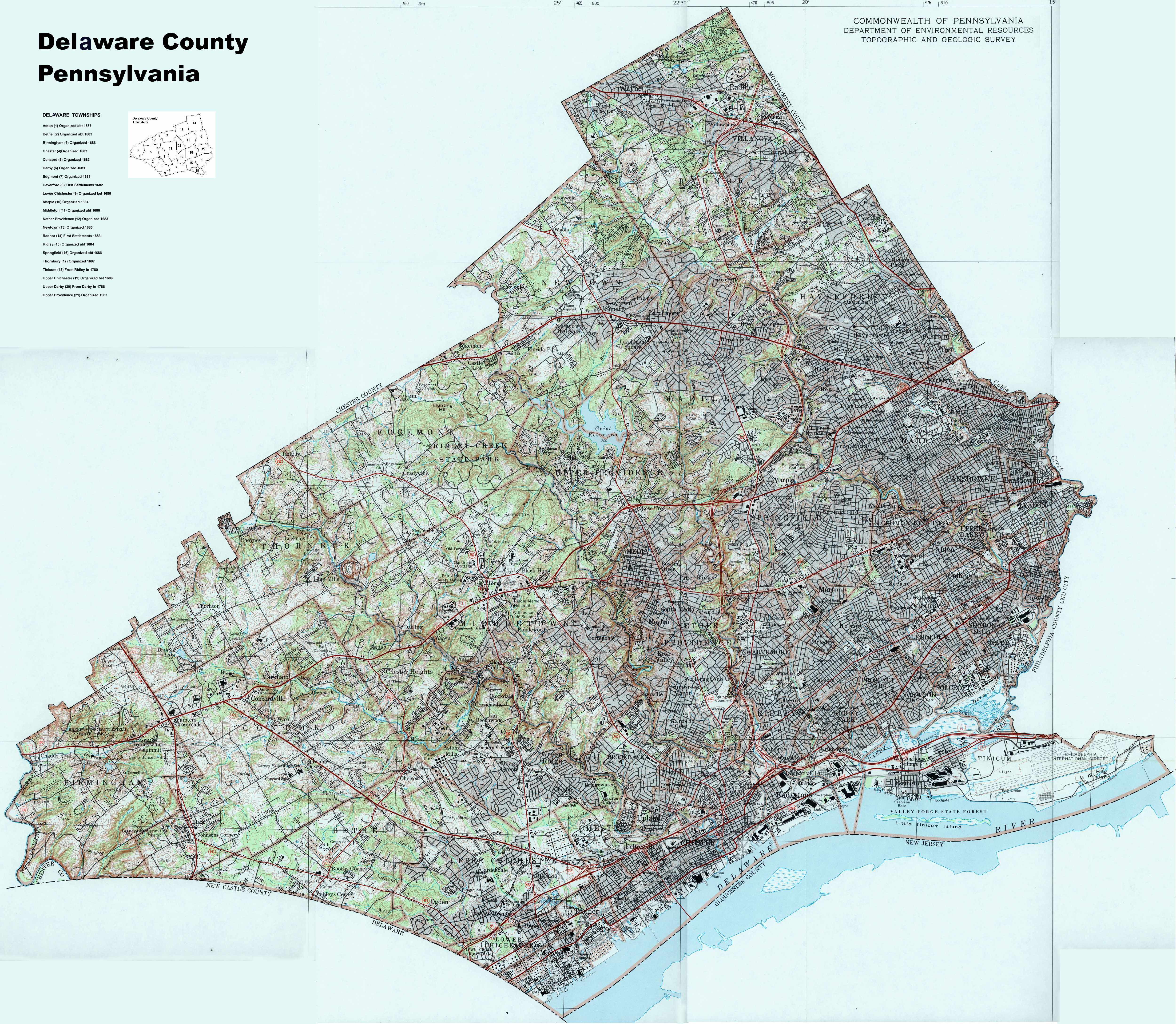 Delaware County Pa Township Map Delaware County Pennsylvania Township Maps