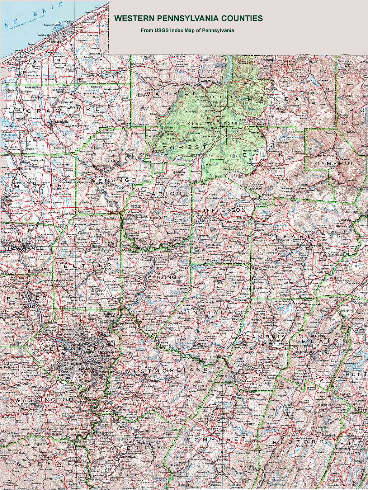 Map Of Western Pa Western Pennsylvania Counties