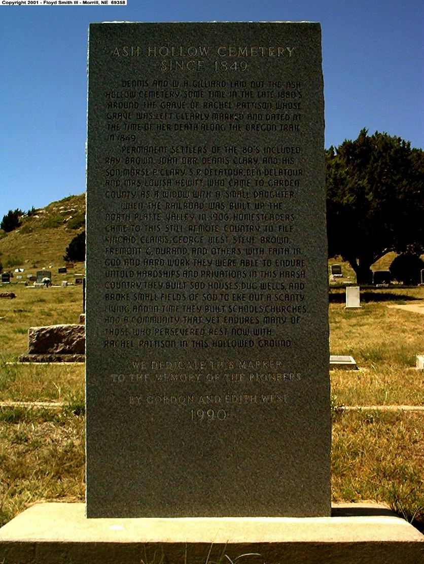 Ash Hollow Cemetery Marker