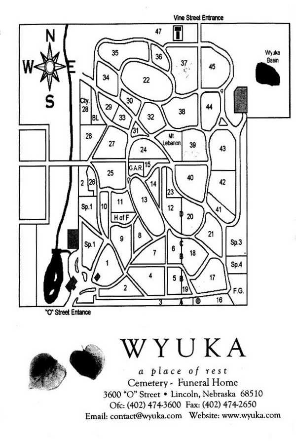 Wyuka Cemetery - Seciont Map